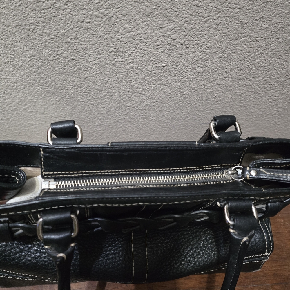 Black Pebble Leather Coach Purse The Hampton Satchel - Picture 5 of 7